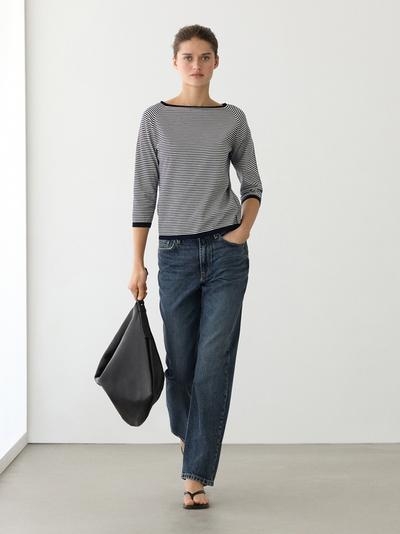 Massimo Dutti Джемпер с полосками из хлопкового трикотажа
