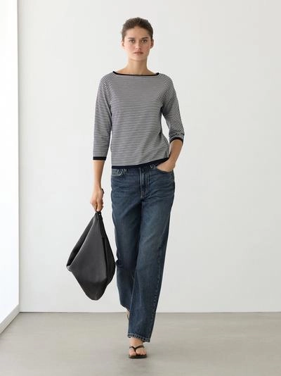 Джемпер с полосками из хлопкового трикотажа