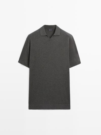 Massimo Dutti Поло-свитер из хлопково-шерстяной смеси