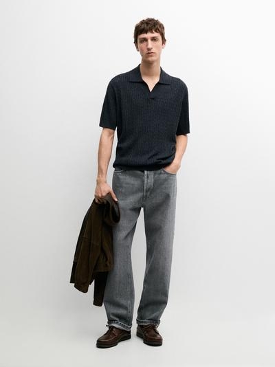 Massimo Dutti Поло с короткими рукавами из трикотажа с оплеткой