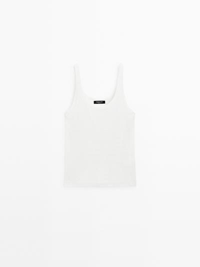 Massimo Dutti Льняная майка с лямками из смесового материала