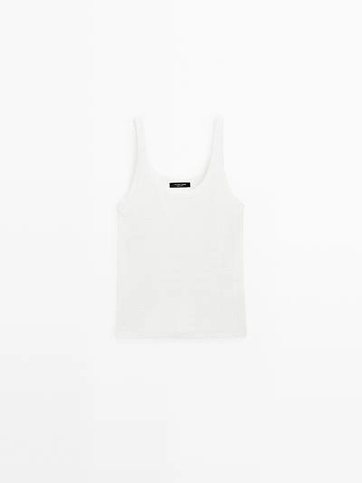 Льняная майка с лямками из смесового материала- Заказать в России