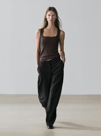 Massimo Dutti Майка без рукавов с квадратным вырезом