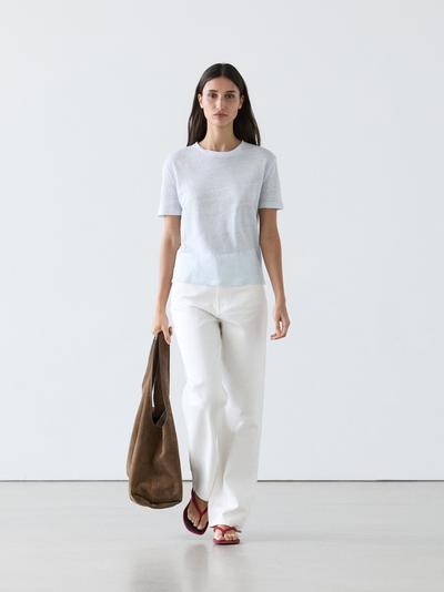 Massimo Dutti Льняная футболка с короткими рукавами