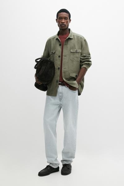 Massimo Dutti Куртка-рубашка из плотного льна с карманами купить с доставкой.
