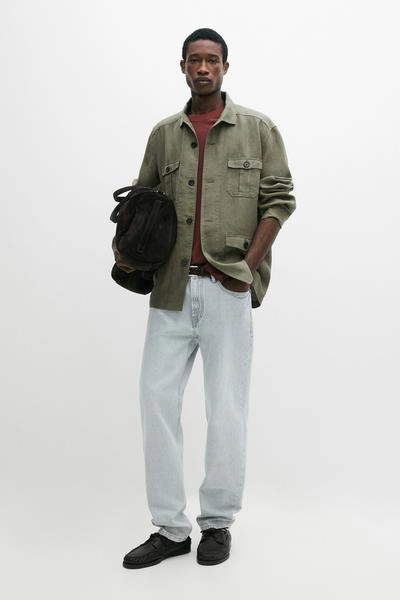 Куртка-рубашка из плотного льна с карманами