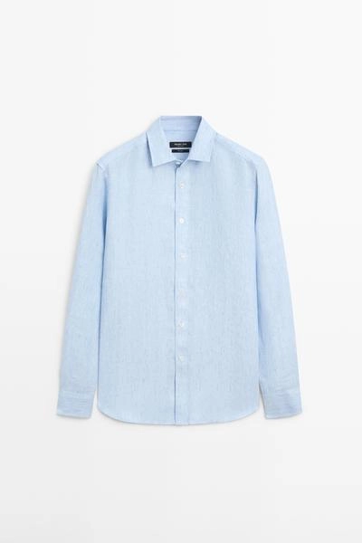 Рубашка из 100% льна с регулярной посадкой- Заказать в России