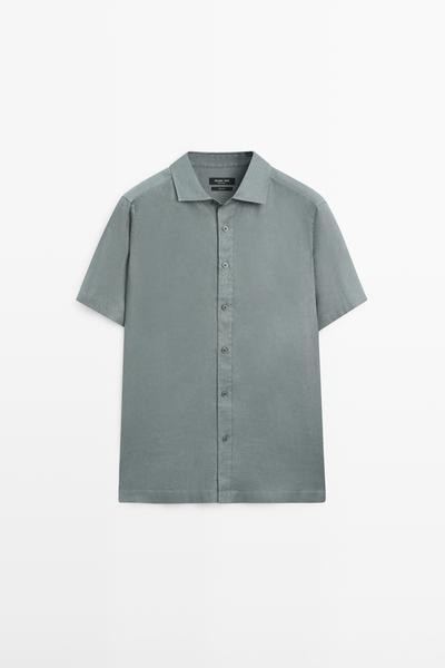 Massimo Dutti Рубашка из 100% льна с короткими рукавами