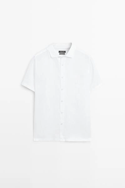 Рубашка с короткими рукавами из 100% льна- Заказать в России