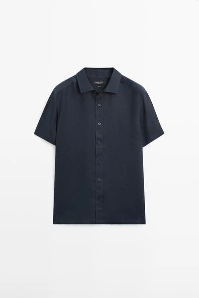 Рубашка с коротким рукавом из 100% льна- Заказать в России