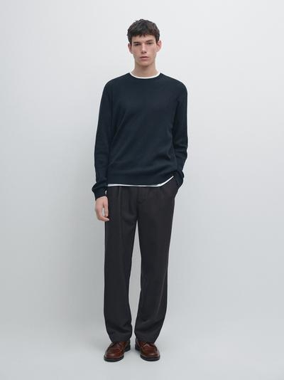 Massimo Dutti Хлопковый трикотажный свитер с круглым вырезом купить с доставкой.