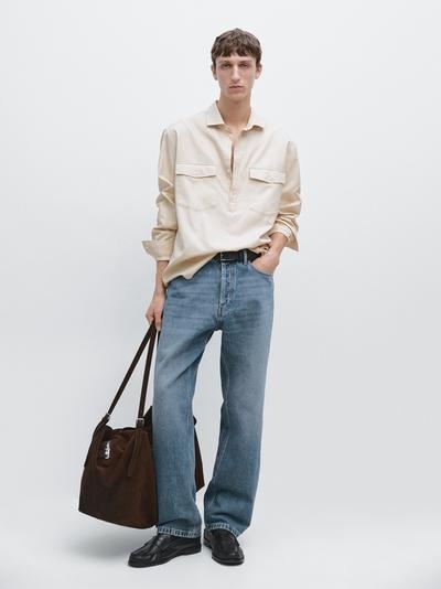 Massimo Dutti Рубашка из хлопковой ткани с карманами купить с доставкой.