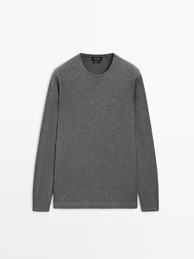 Хлопковый свитер с круглым вырезом- Заказать в России