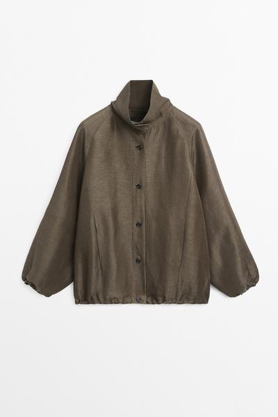 Massimo Dutti Куртка-бомбер из льна и шелка