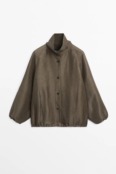 Куртка-бомбер из льна и шелка- Заказать в России