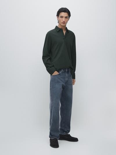 Massimo Dutti Поло с текстурным пике и длинным рукавом