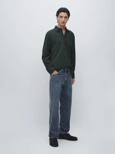 Поло с текстурным пике и длинным рукавом- Заказать в России