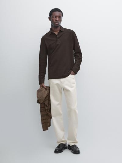 Massimo Dutti Поло с длинными рукавами из текстурированного пике