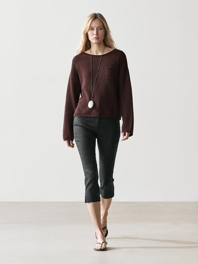 Massimo Dutti Джемпер из хлопка и льна с карманом