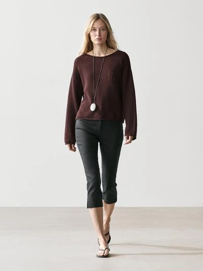 Джемпер из хлопка и льна с карманом- Заказать в России