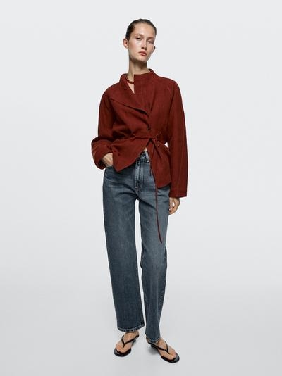 Massimo Dutti Джинсы с прямыми брючинами на высокой талии