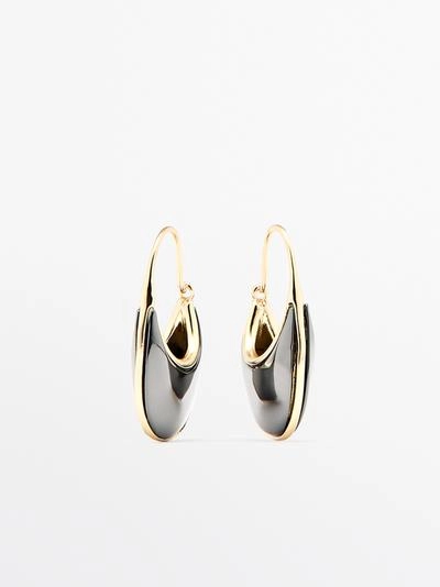 Серьги кольцо с камнем