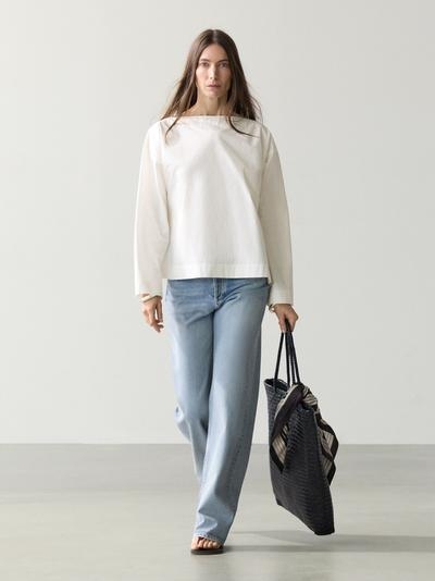 Massimo Dutti Блуза с лодочным вырезом из поплина