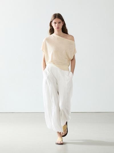 Massimo Dutti Текстурированные брюки-саруэль с линейной посадкой