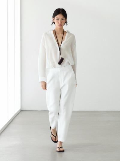 Massimo Dutti Льняные брюки в стиле CARROT FIT