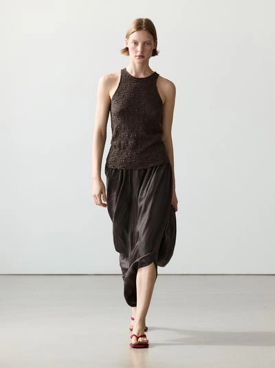 Топ с галстуком на шее из текстурированной ткани- Заказать в России