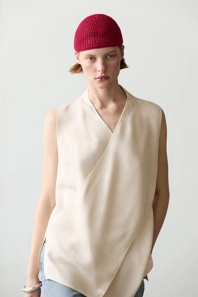 Шапка-бини из смесового хлопка с кружевным узором- Заказать в России