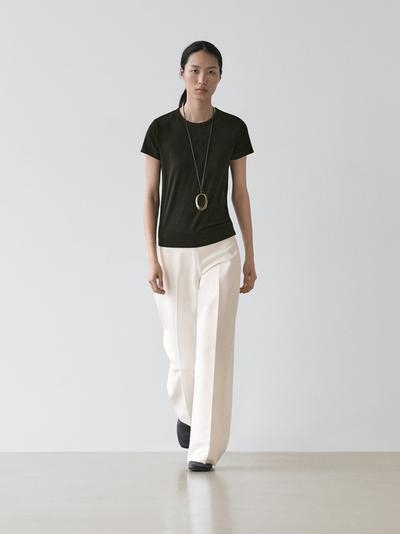 Massimo Dutti Футболка с коротким рукавом из смесового лиоцелла