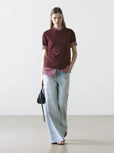 Футболка с круглым вырезом из 100% хлопкового интерлока- Заказать в России