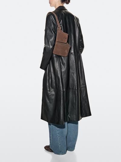 Massimo Dutti Поясная сумка с двумя отделениями из натуральной кожи купить с доставкой.