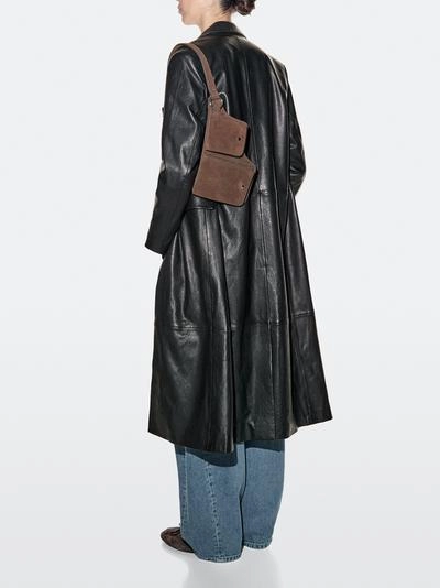 Massimo Dutti Поясная сумка с двумя отделениями из натуральной кожи