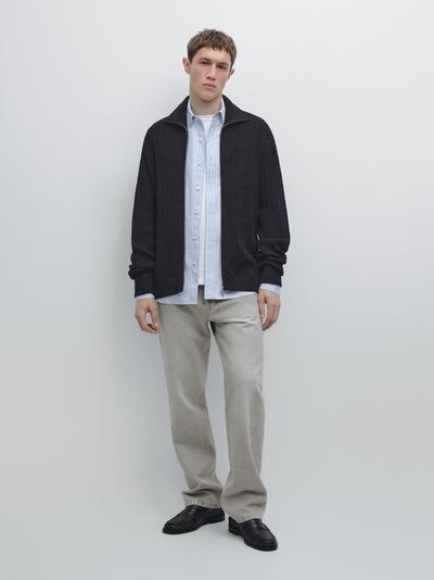 Massimo Dutti Кардиган с крупной вязкой из хлопка с молнией купить с доставкой.