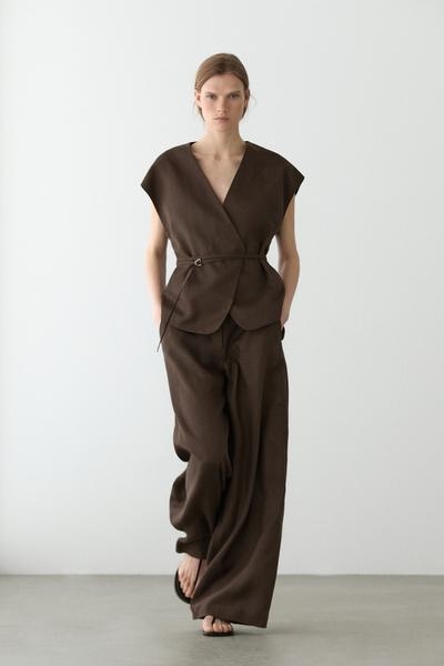 Massimo Dutti Брюки из льна с летящим фасоном