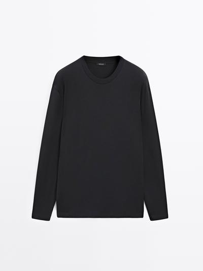 Massimo Dutti Футболка с длинным рукавом из средневесного хлопка