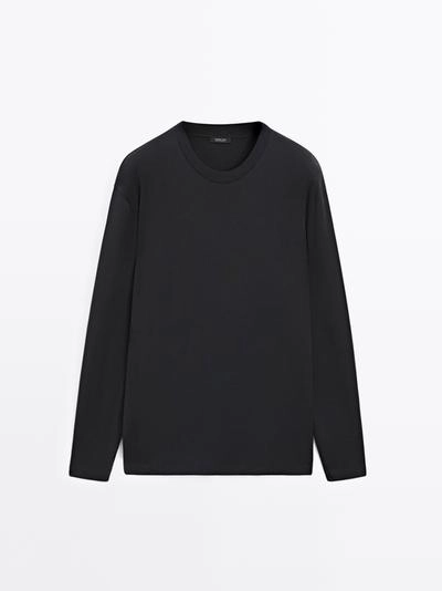 Футболка с длинным рукавом из средневесного хлопка- Заказать в России