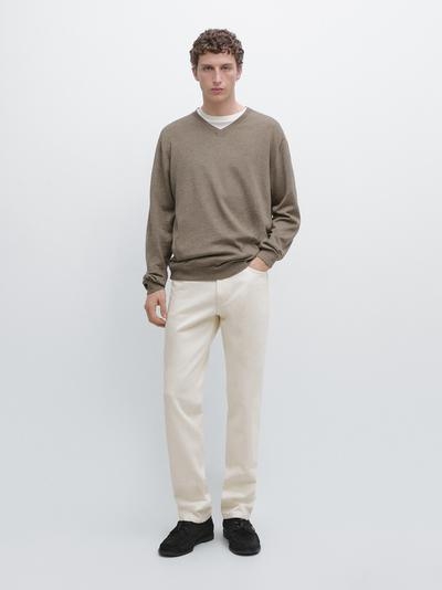 Massimo Dutti Свитер из хлопковой смеси с V-образным вырезом купить с доставкой.