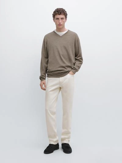 Свитер из хлопковой смеси с v-образным вырезом