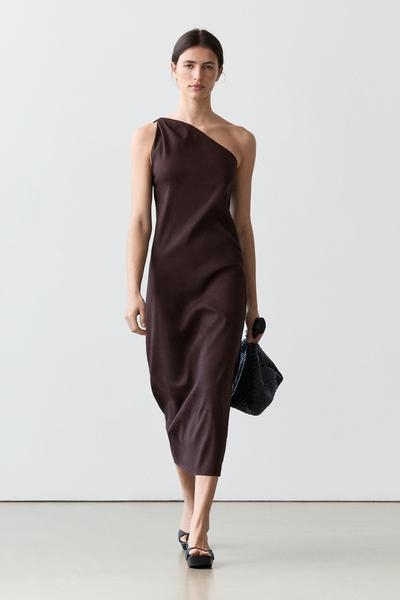 Massimo Dutti Платье из льняной смеси с асимметрией