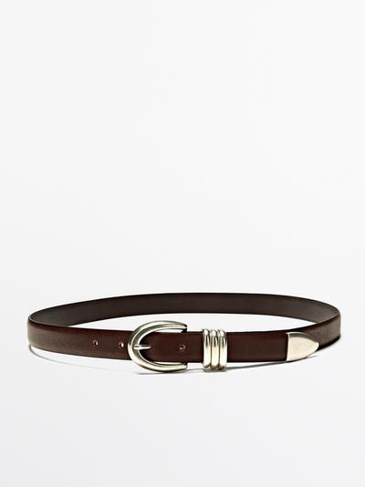 Massimo Dutti Кожанный ремень с металлической деталью