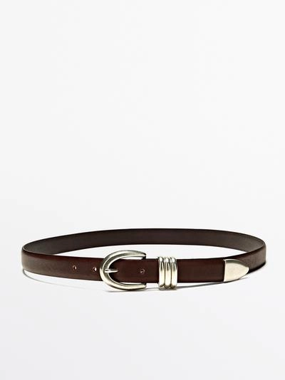Massimo Dutti Кожанный ремень с металлической деталью
