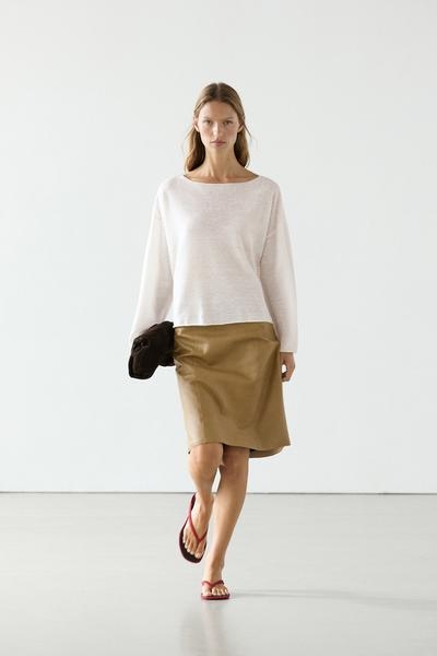 Massimo Dutti Пуловер из льна с лодочкой