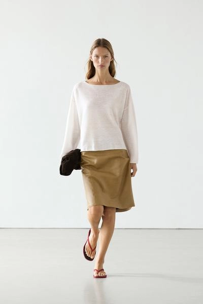 Пуловер из льна с лодочкой- Заказать в России