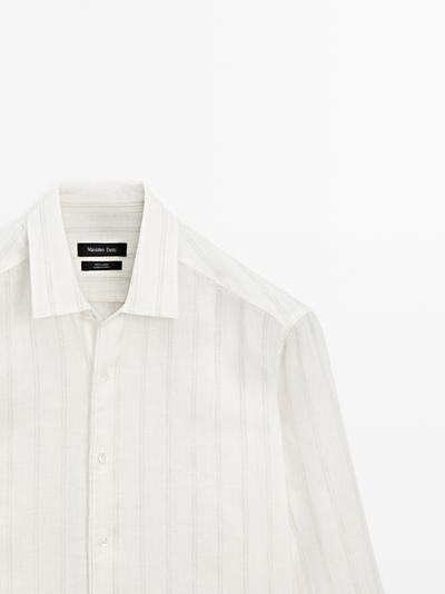 Massimo Dutti Рубашка в полоску из 100% льна с классическим кроем купить с доставкой.