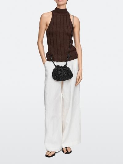 Massimo Dutti Сумочка-клатч из нубука с макраме