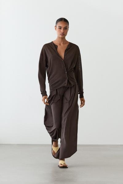 Massimo Dutti Кардиган из льняной смеси с деталями на пуговицах