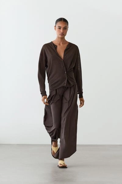 Massimo Dutti Кардиган из льняной смеси с деталями на пуговицах